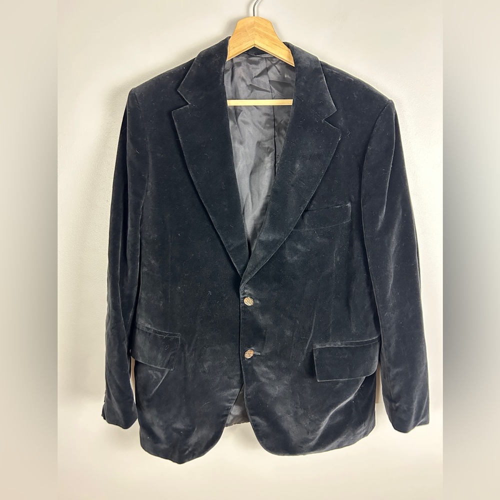 Black Velvet Blazer Women's Large Career Business‎ Jacket Event Party Suit